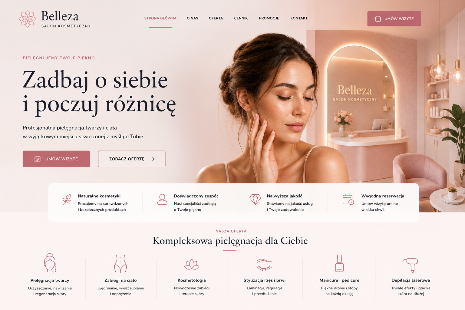 Przykładowa strona dla salonu kosmetycznego