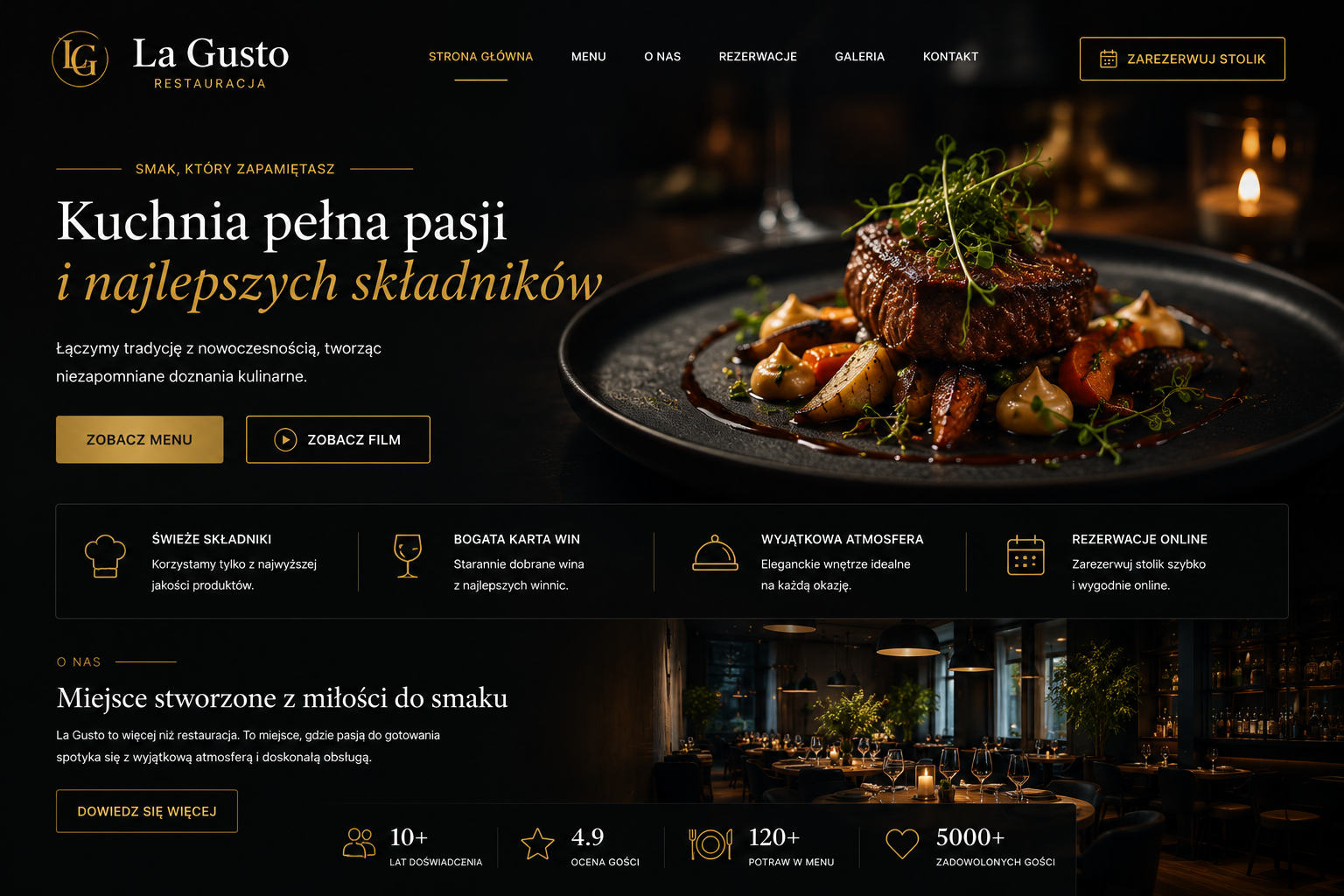 Przykładowa strona dla restauracji